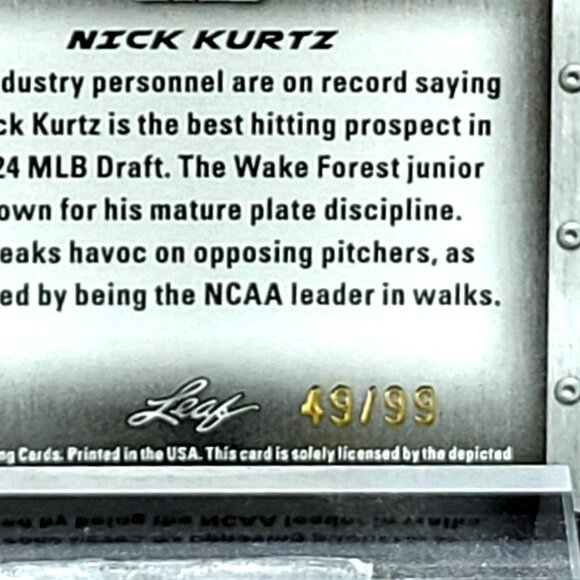 Three 2025 Nick Kurtz RC Trinity 49/99, Update, Update Debut Athletics - Picture 3 of 8